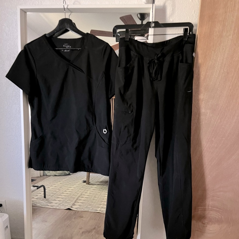 Cherokee Infinity Scrubs. Stretchy, cool and wrinkle free right after drying.